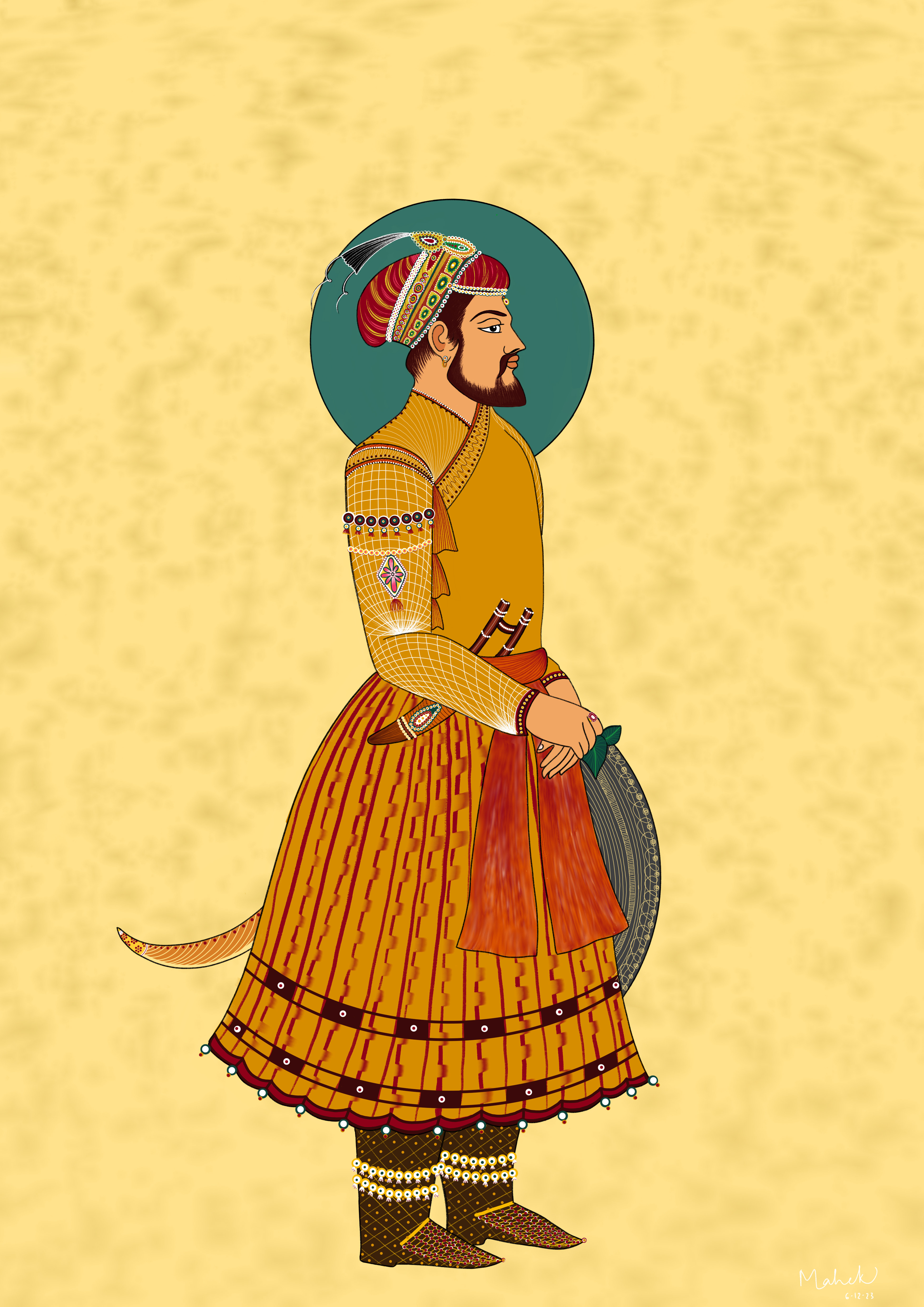 Tipu Sultan, digital Indian miniature