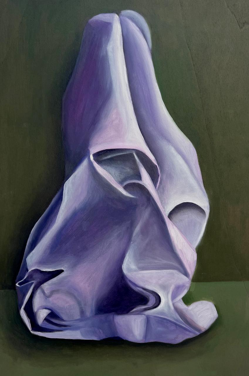 Still Life with Cloth, oil on wood panel, 2024