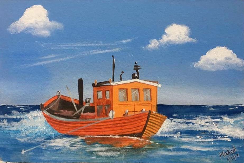 Ship, acrylic on board, 2017