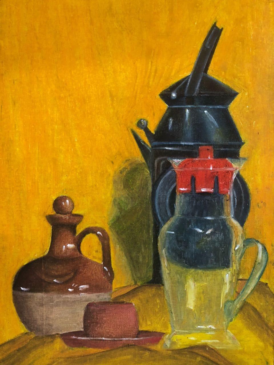 Still Life, oil pastels on paper, 2022