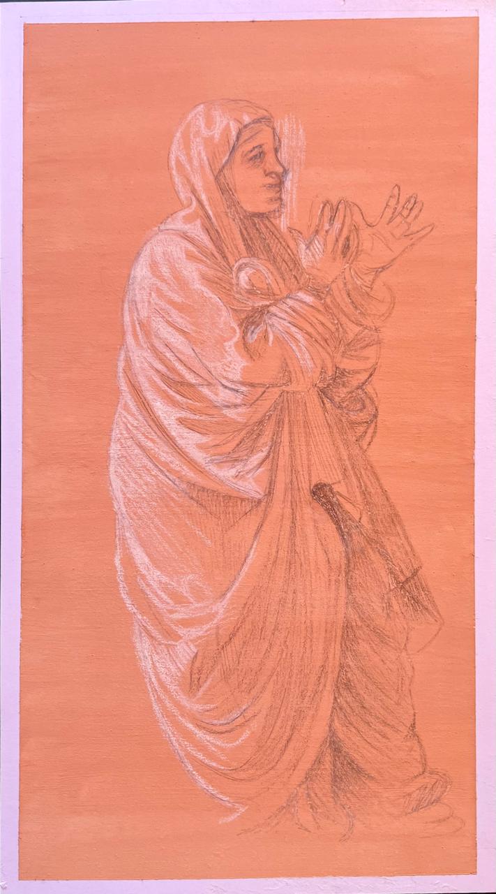 Female Saint Standing, after Fra Filippo Lippi (1440), pencil