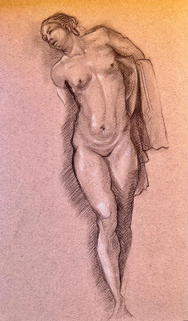 Standing Female Nude, after Sebastiano del Piombo, pencil