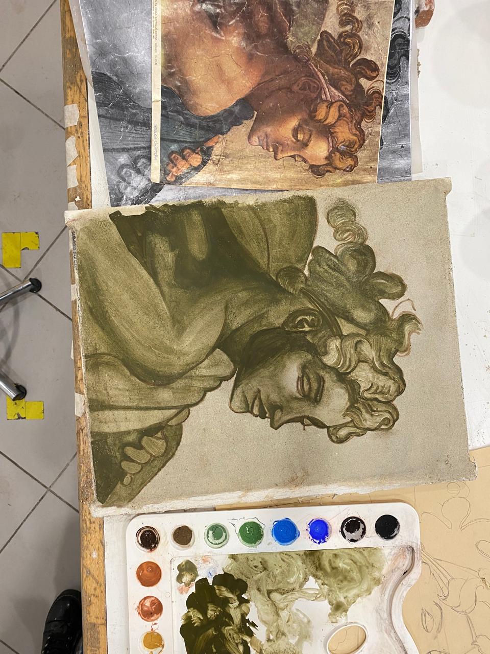 Sinopia underdrawing detail