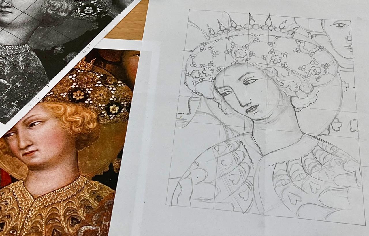 Preliminary sketch on panel