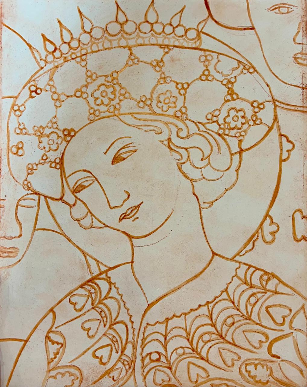 Preparatory drawing with ink